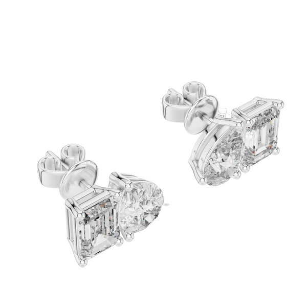 Double Solitaire Earrings with Moissanite Diamonds | ER32