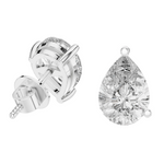 Single Solitaire Earrings with Pear Shape Moissanite Diamonds | ER ER-0002