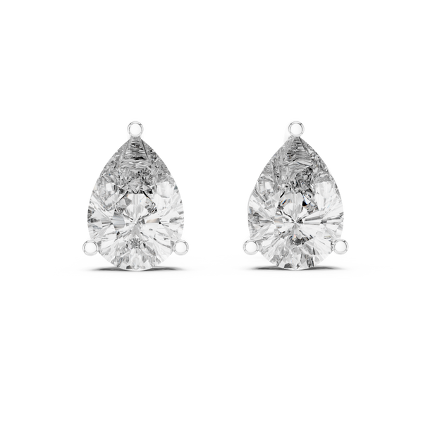 Single Solitaire Earrings with Pear Shape Moissanite Diamonds | ER ER-0002