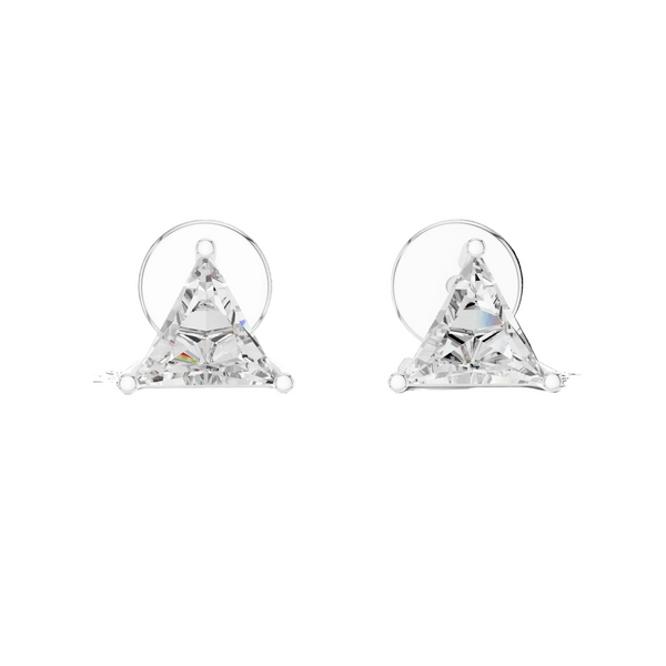 Pair of triangle-shaped earrings on a white background