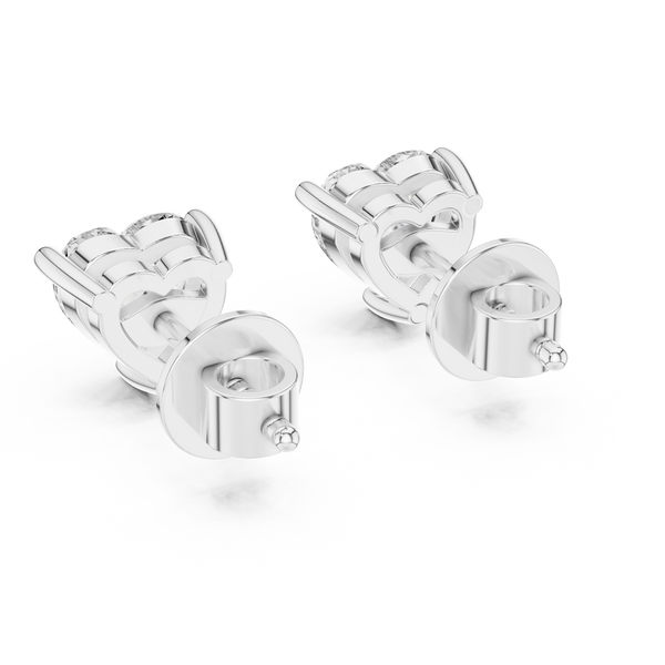 Single Solitaire Earrings with Heart Shape Moissanite Diamonds | ER ER-0006