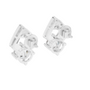 Pair of silver hoop earrings on a white background