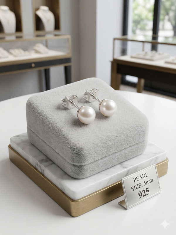 Pearl Earrings - Silver 925 | perfect for everyday wear (5 mm)