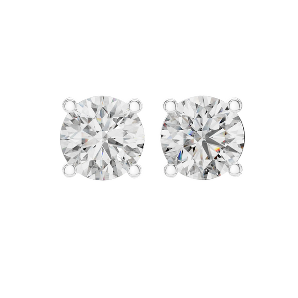 Pair of diamond stud earrings on a white background