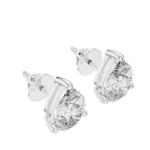 Pair of diamond stud earrings on a white background
