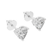 Pair of silver stud earrings with clear gemstones on a white background