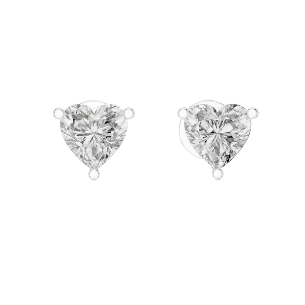 Heart-shaped diamond earrings on a white background