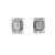 Pair of emerald-cut diamond earrings on a white background