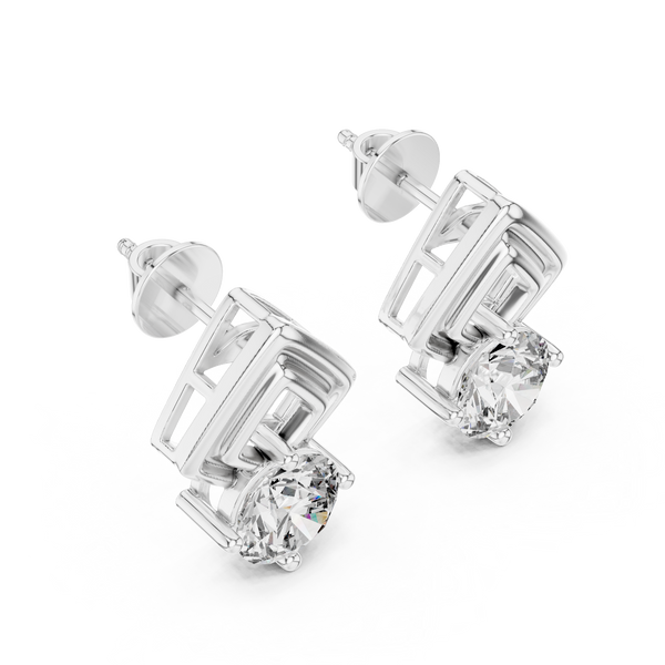 Single Solitaire Earrings with Moissanite Diamonds | ER ER-0011