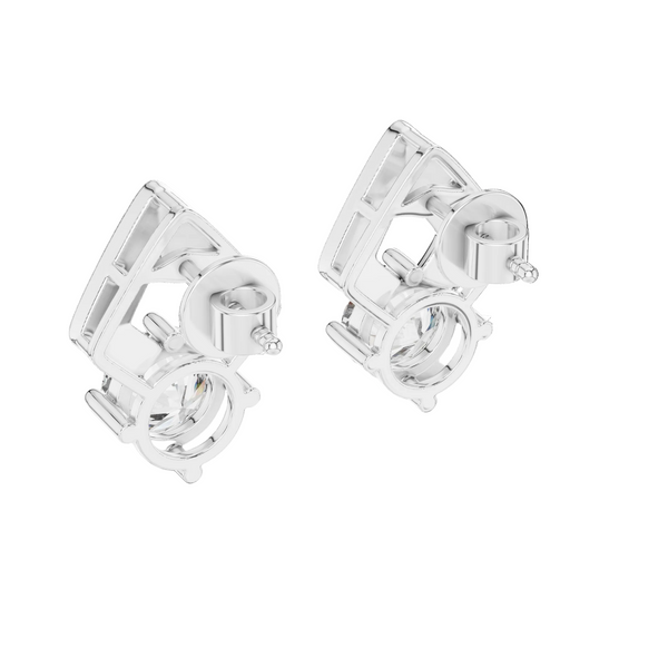 Pair of silver hoop earrings on a white background