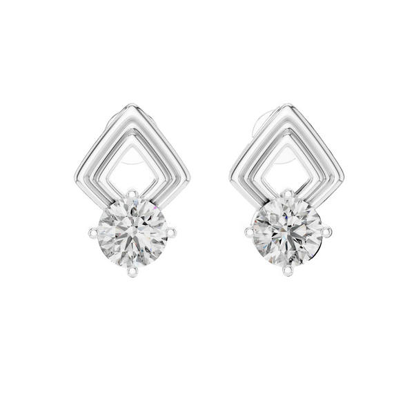 Pair of diamond earrings on a white background
