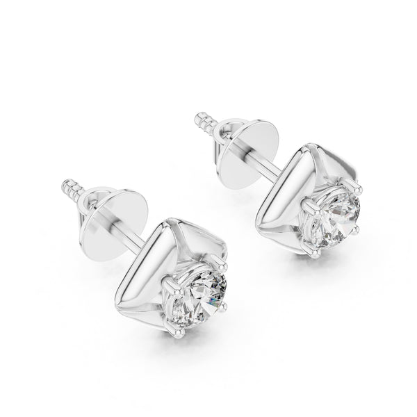 Single Solitaire Earrings with Moissanite Diamonds | ER ER-0019